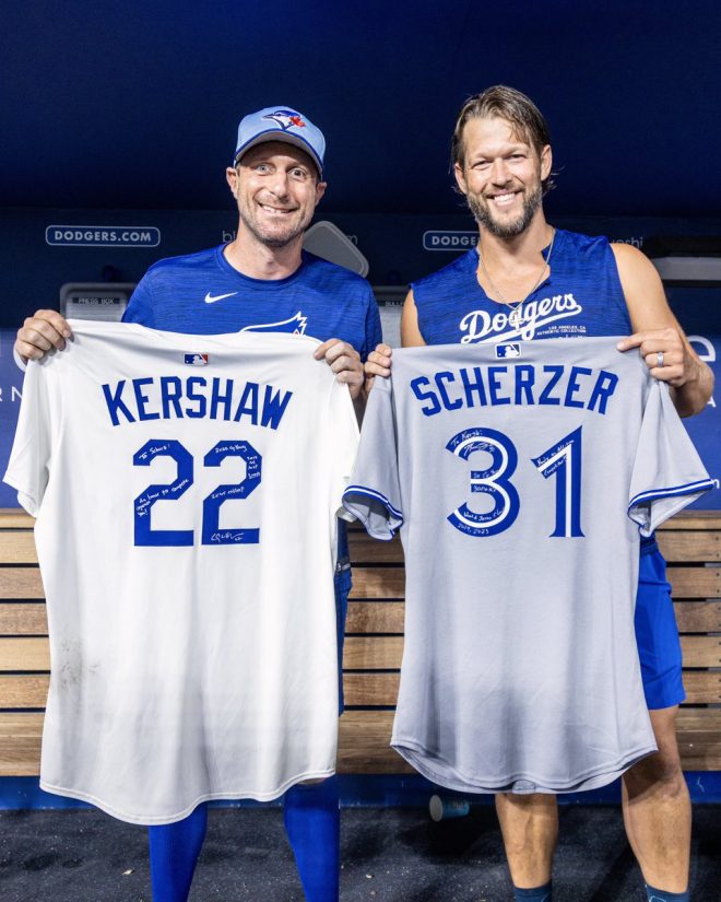Historic Jersey Swap: Scherzer vs. Kershaw Shocks Fans! — Rivalry moments, Iconic sports friendships, Baseball legends exchange