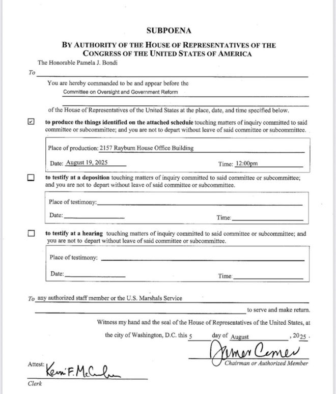 House Subpoenas DOJ: Biden’s Hidden Epstein Secrets Exposed? — House Oversight Committee Epstein subpoena, DOJ Epstein files investigation, Biden administration Epstein communications