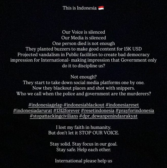 Indonesia in Crisis: Who Will Speak for the Silenced? #RESETINDONESIA #PrayForIndonesia #IndonesiaGelap — Help Indonesia Now, Silence in Indonesia, Justice for Indonesia