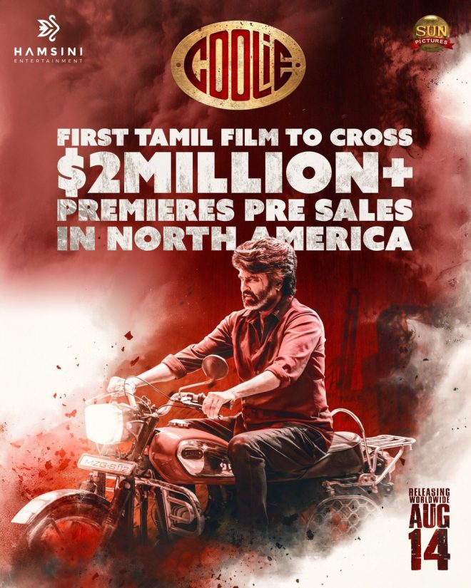 Is #Coolie the Game-Changer for Tamil Cinema?
$2M Pre-Sales Shock the North American Film Scene! — Rajinikanth new movie release 2025, Tamil cinema box office records, Coolie premiere North America