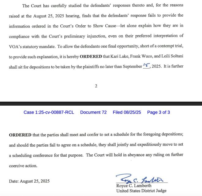 Judge Orders Kari Lake to Explain VOA Standards: Contempt Looms! —  Kari Lake deposition news, Voice of America legal standards, Judge Lamberth contempt trial