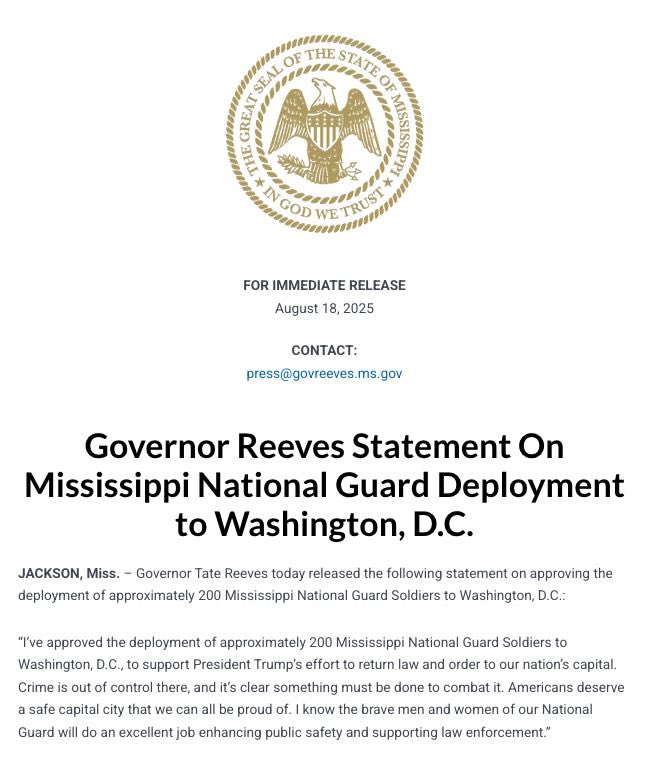 Mississippi Deploys National Guard to D.C.: What’s Next? — National Guard deployment news, Mississippi Governor military support, DC safety initiatives