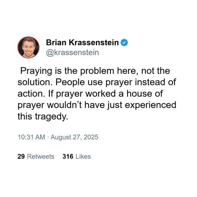 Outrage as Influencer Blames Prayer for Violence at Mass — Brian Krassenstein controversy, Minneapolis mass shooting response, Democrats influencer backlash