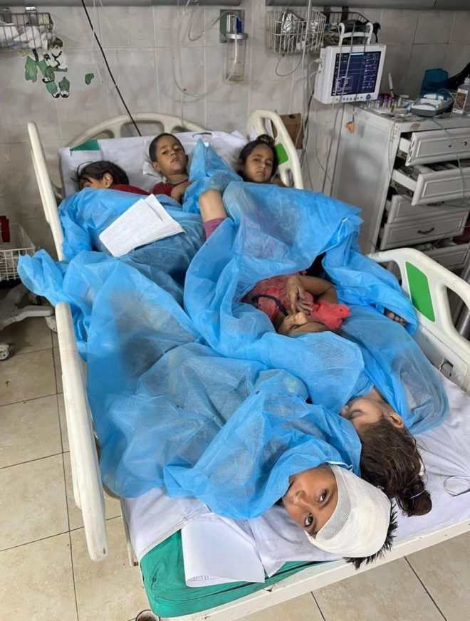 Shocking: Kids Share Bed Amid Gaza's Medical Crisis! —  emergency healthcare crisis Gaza, children injuries conflict zone, hospital bed shortages war 2025