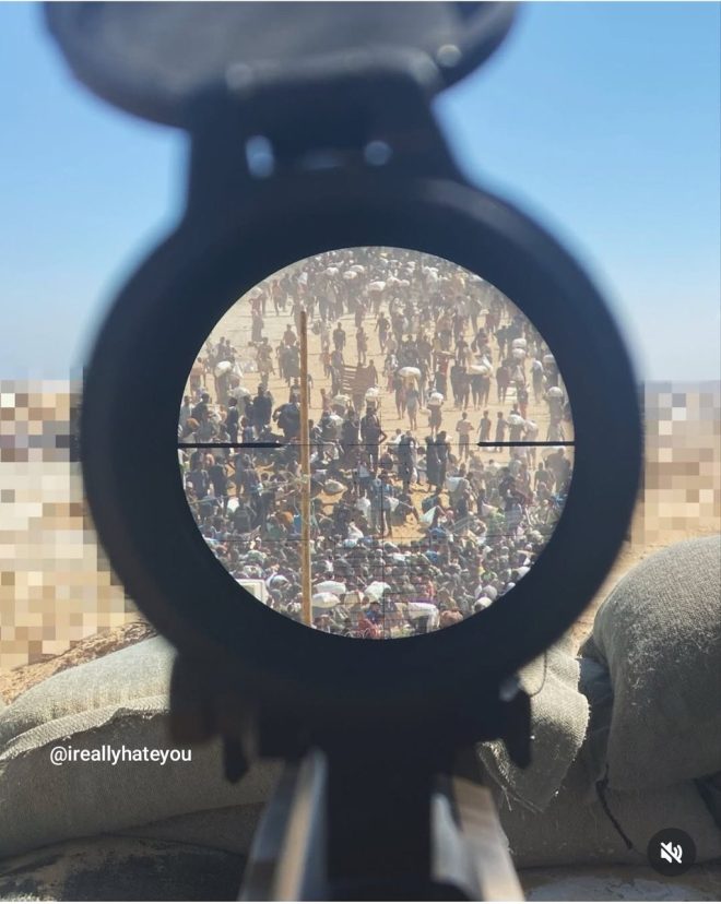 Shocking Viral Post: Israeli Soldier Targets Starving Palestinians —  Gaza conflict news, Israeli soldier Instagram story, Palestinian humanitarian crisis