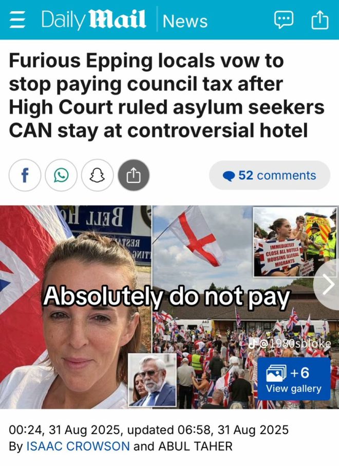 Tax Revolt: Epping Residents Defy Council Over Migrant Hotel! — Epping protest news, Council Tax uprising 2025, Migrant hotel controversy