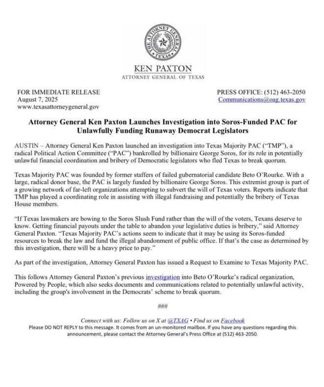 Texas AG Goes After Soros PAC: Lawmakers on the Run! — Texas election fraud investigation, Soros PAC funding controversy, runaway lawmakers Texas 2025