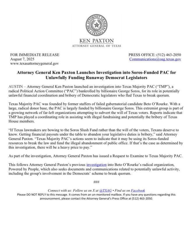 Texas AG Paxton vs. Soros: Major Investigation Unveiled! —  Texas AG investigation, Soros PAC funding, runaway Democrats Texas
