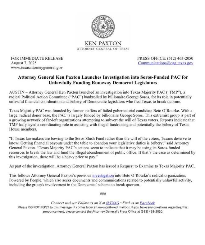 Texas AG Uncovers Shocking Soros PAC Investigation! — Texas political corruption investigation, Soros PAC financial allegations, Texas AG Paxton inquiry 2025