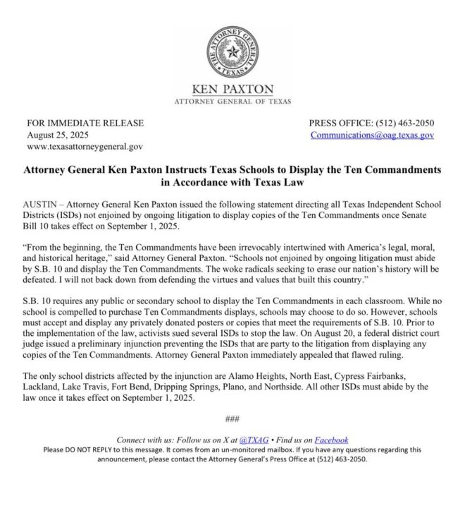 Texas Schools to Display Ten Commandments: A New Battle? — Ten Commandments in Texas schools, Texas education law 2025, religious values in public education
