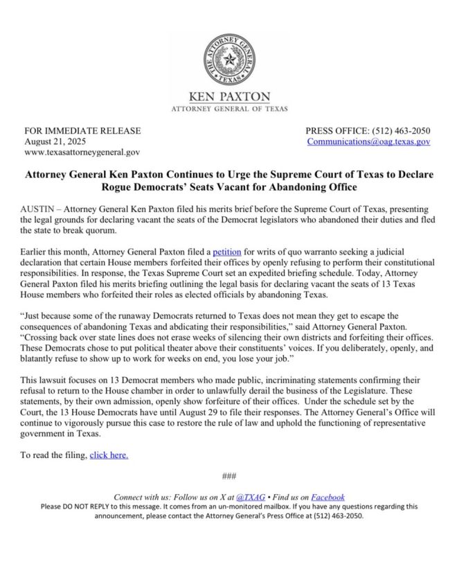 Texas Supreme Court: Should Abandoned Seats Be Vacant? —  Supreme Court Texas news, Democrats vacant seats 2025, political accountability Texas