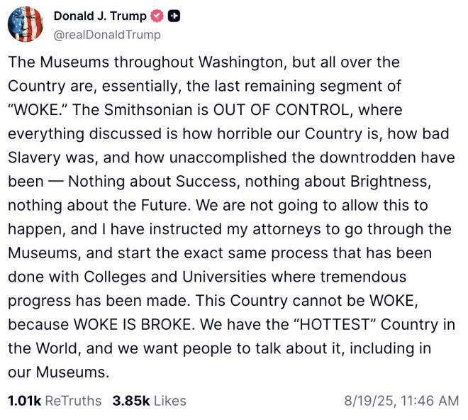 Trump Declares Smithsonian's Slavery Talks "WOKE"! —  Trump Smithsonian controversy, museums cultural sensitivity 2025, D.C. historical narratives
