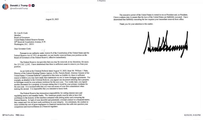 Trump Fires Fed Governor Cook: A Bold Move or Unlawful Power Grab? — Donald Trump political controversy, Federal Reserve governance dispute, unconstitutional executive actions 2025