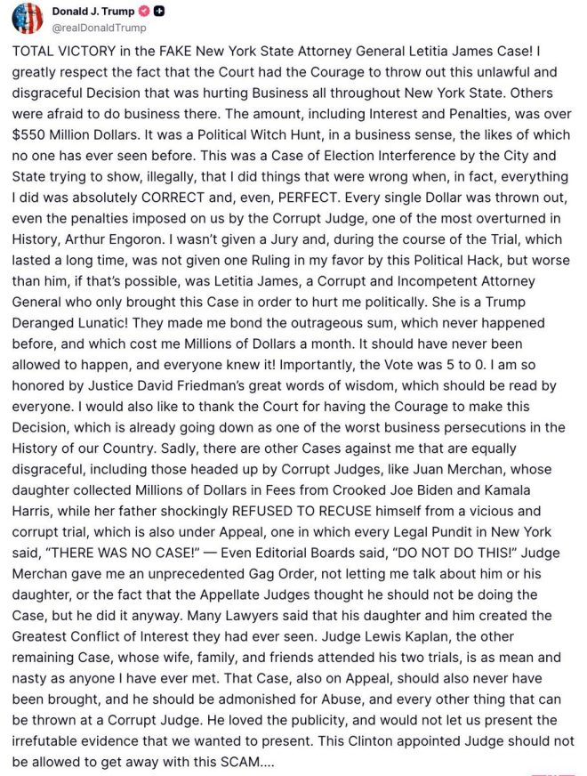 Trump Triumphs: Appeals Court Sides Against NY AG James! —  Trump legal victory, Letitia James corruption case, appeals court ruling 2025