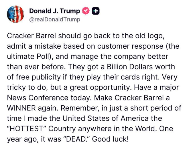 Trump's Bold Demand: Cracker Barrel's Logo Controversy! — "Trump Cracker Barrel logo controversy, Cracker Barrel customer feedback, restaurant branding changes 2025"