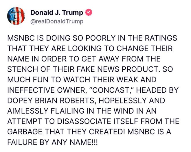 Trump's Midnight Post: MSNBC's New Name Exposed! —  Trump Truth Social news, MSNBC controversy 2025, late-night political commentary