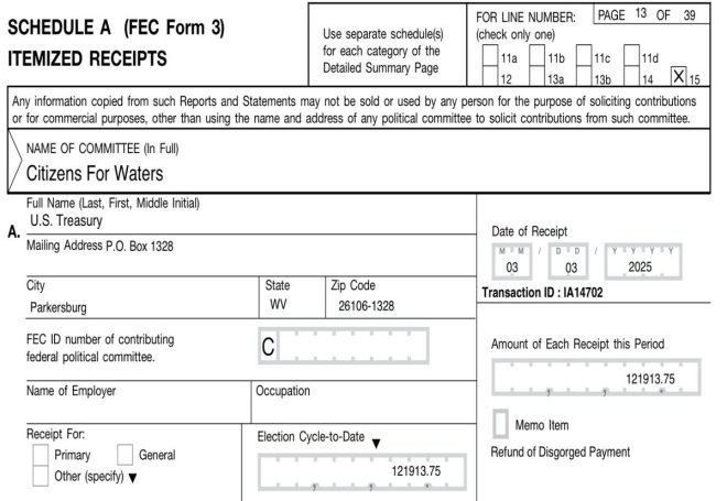 U.S. Treasury Pays Mad Maxine Despite Campaign Violations! —  Political Funding Controversies, 2025 Campaign Finance Violations, Super PAC Payment Investigations