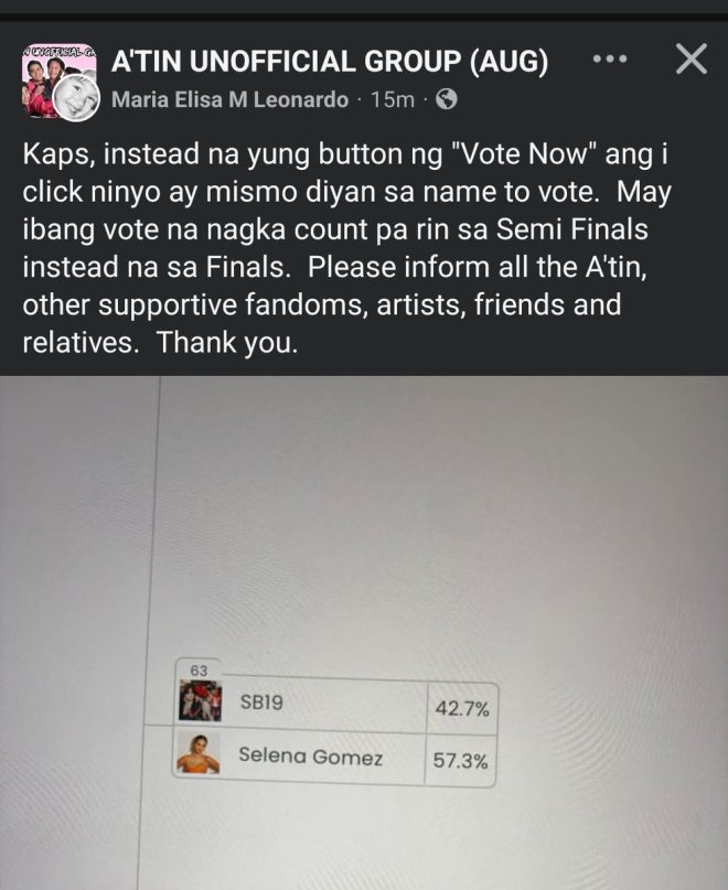 Votes Still Counted Against Sabrina, Not Selena?  
SB19 Fans Demand Answers in Shocking Vote Controversy!   —  SB19 voting update, crucial voting information, support SB19 finalists