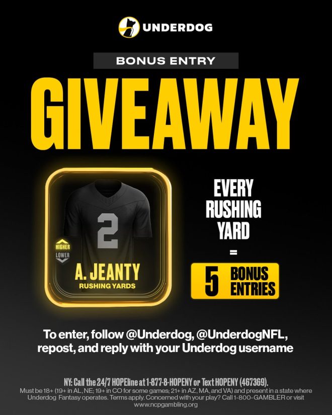 "Ashton Jeanty's Rushing Yards: Your Wallet's New Best Friend?" —  Bonus Entry Contest, Free Entry Football Giveaway, Win Cash Prizes 2025