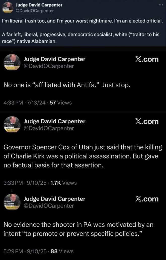 Alabama Judge's Shocking Bias: Denies Political Assassinations —  Alabama judicial bias, political assassination denial, Antifa support in Alabama