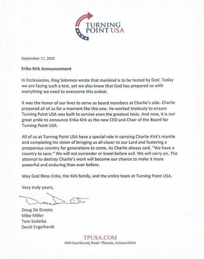 BREAKING: Mrs. Kirk Elected CEO—Is This Charlie’s Legacy? —  CEO election news, TPUSA leadership announcement, Erika Kirk appointment 2025