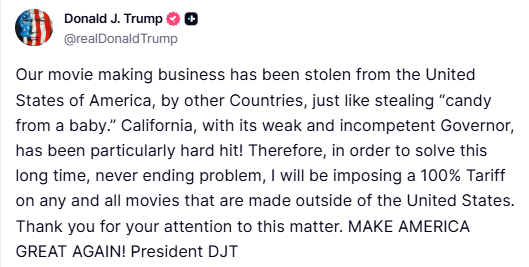 BREAKING: Trump Unleashes 100% Tariffs on Foreign Films—Is Hollywood About to Face Its Biggest Crisis Yet?