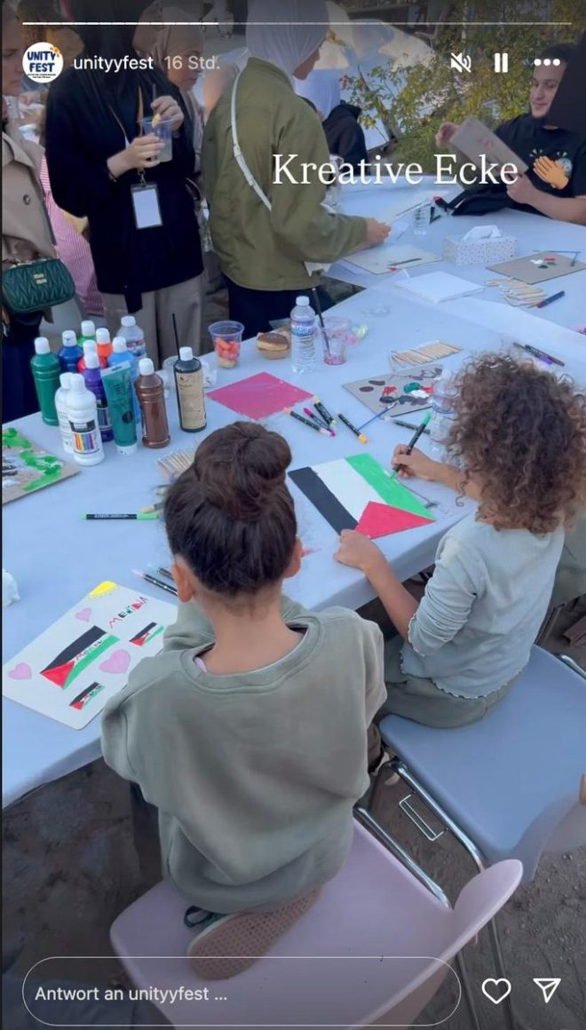 "Berlin funds Islamist festival teaching children to erase Israel, with political leader's partner at helm" —  Islamistisches Fest Berlin, Auslöschung Israels, Palästinensische Flaggen
Steuergeld Finanzierung, Politische Verantwortung, Lebensgefährtin
Kindern Indoktrination, Berlin Veranstaltung, Politische Kontroverse