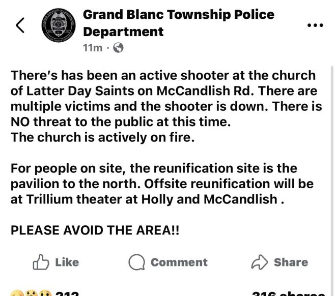 Breaking: Active Shooter at Michigan Church - What Happened? —  active shooter incident Michigan, Grand Blanc Township news, McCandlish Rd emergency response
