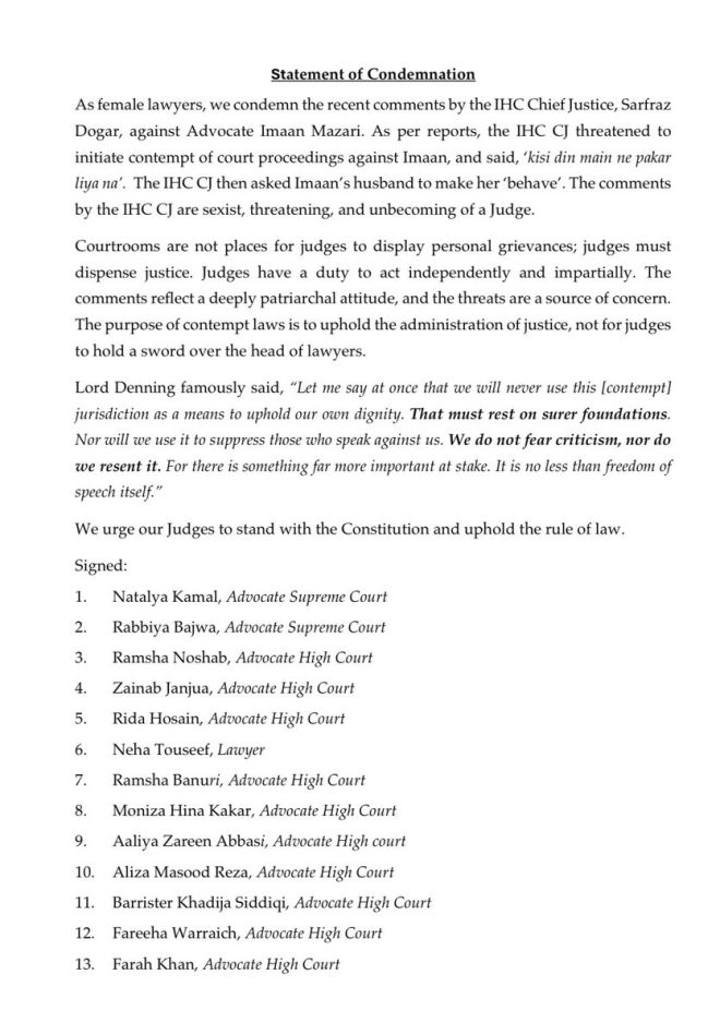 Breaking: Female Lawyers Clash with Chief Justice's Remarks! —  female lawyers protest, Islamabad high court controversy, Lord Denning legal principles