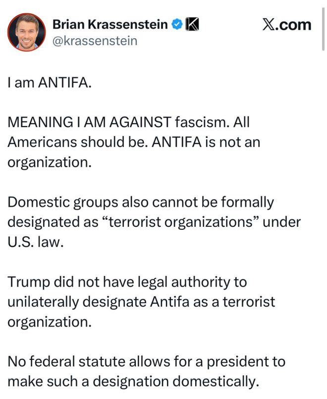 Brian Krassenstein Declares Antifa Identity, Sparks Outrage! —  Brian Krassenstein Antifa statement, FBI terrorist organization classification, 2025 political extremism news