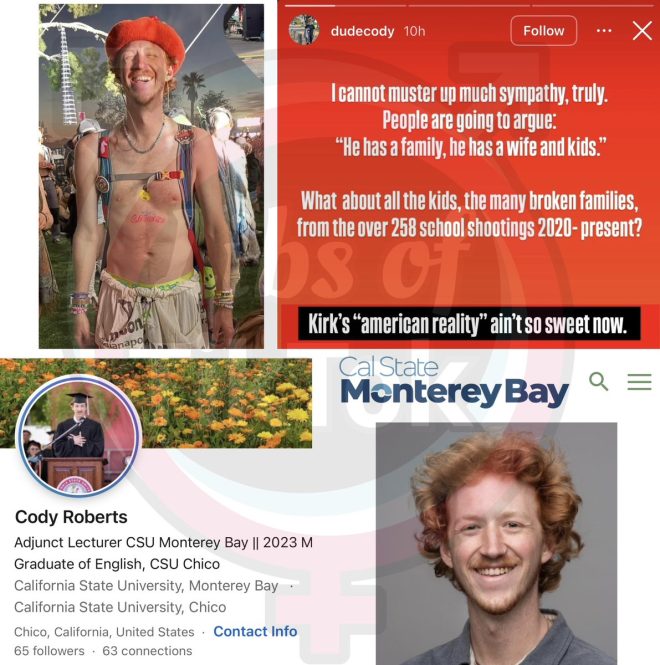 "Cal State Lecturer Cody Roberts Under Fire for Mocking Charlie Kirk's Assassination - Outrage Ensues at CSUMB" —  Cody Roberts controversy, CSUMB lecturer criticism, Charlie Kirk backlash