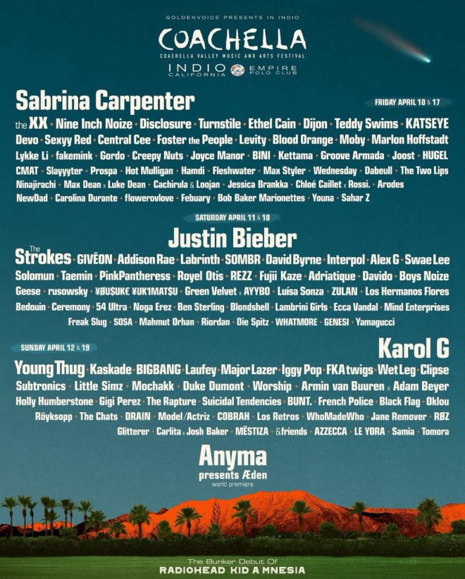 Coachella 2026: Bieber vs. Carpenter - Who Reigns Supreme? —  Coachella 2025 headliners, music festival lineup announcements, top artists at Coachella