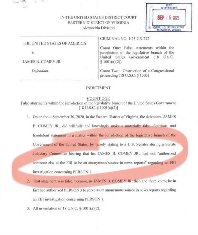 "Comey Indicted for Lying to Senate: Authorized FBI Leak - Shocking Details Revealed!" —  
Comey indictment news
James Comey false statement charges
FBI source authorization case