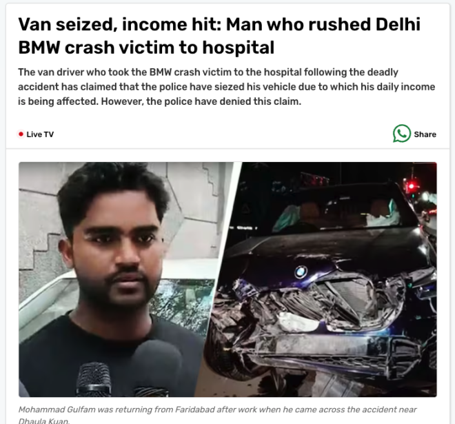 Delhi Police Seizes Hero's Van: Who Will Help Accident Victims? —  accident victim support, emergency vehicle seizure, Delhi police actions 2025