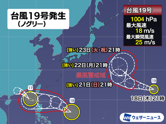 "Double Trouble: Typhoon Noguri Strikes Wake Island! Third Typhoon of the Day - Path Uncertain!" —  台風発生ウェーク島, 台風19号進路予測, 台風情報注意