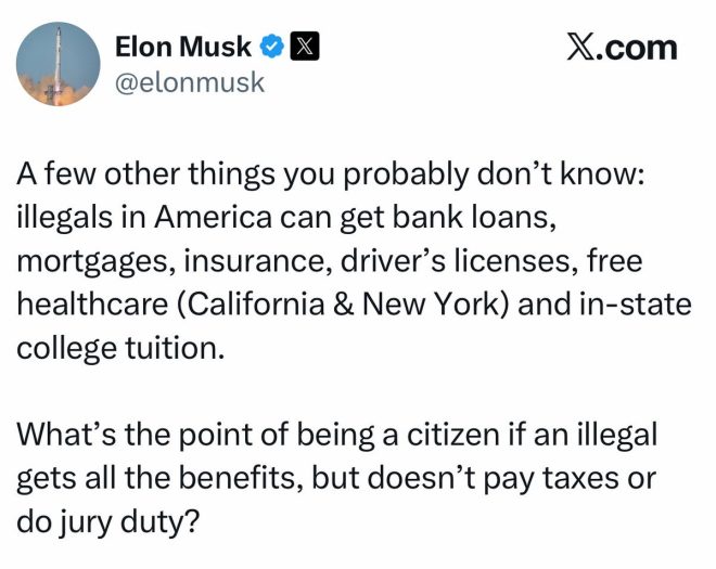 Elon Musk Sparks Outrage Over Illegals Getting Citizens' Perks! —  Elon Musk news, Tesla innovations, SpaceX developments