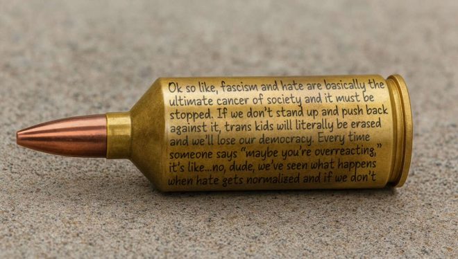 "Explosive Revelation: Ammo Company Launches Massive Shell Casing for Left-Wing Terrorists to Detail Motives" —  Ammo innovation, Left-wing extremism, Terrorist motives