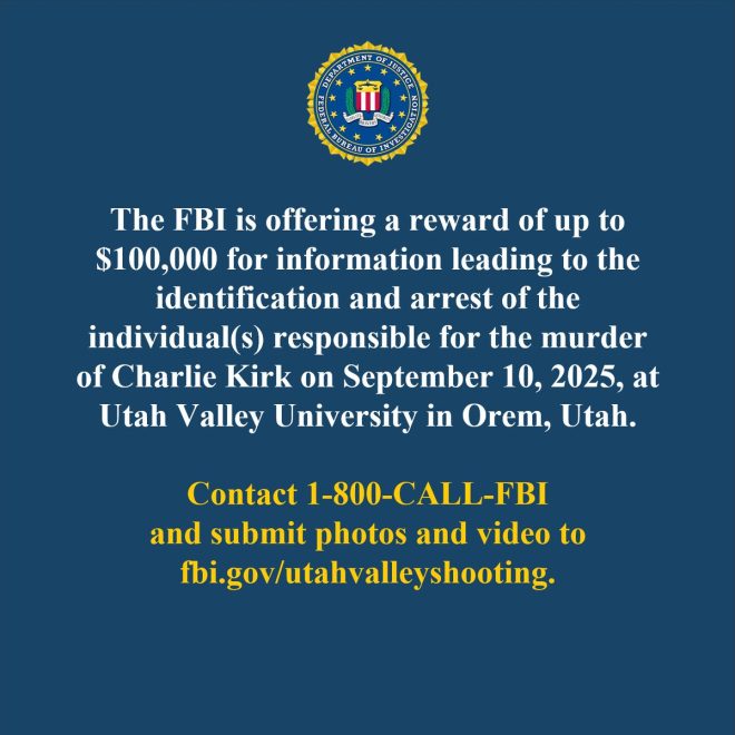 FBI Offers $100,000 Reward in Shocking Campus Murder! — murder investigation reward 2025, Utah Valley University crime tips, FBI most wanted suspects