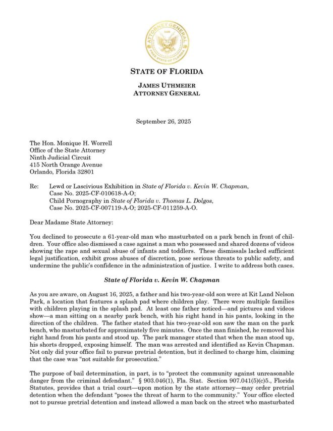 "FL State Attorney Refuses to Prosecute Child Predators, AG Furious - What's Really Going On?" —  Florida prosecutor controversy, Child abuse case dismissal, Florida Attorney General letter