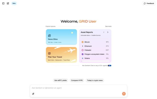 GRID更新揭秘：Sentient Chat新“spaces”功能！ —  币圈动态, 聊天功能集成, 高效信息获取