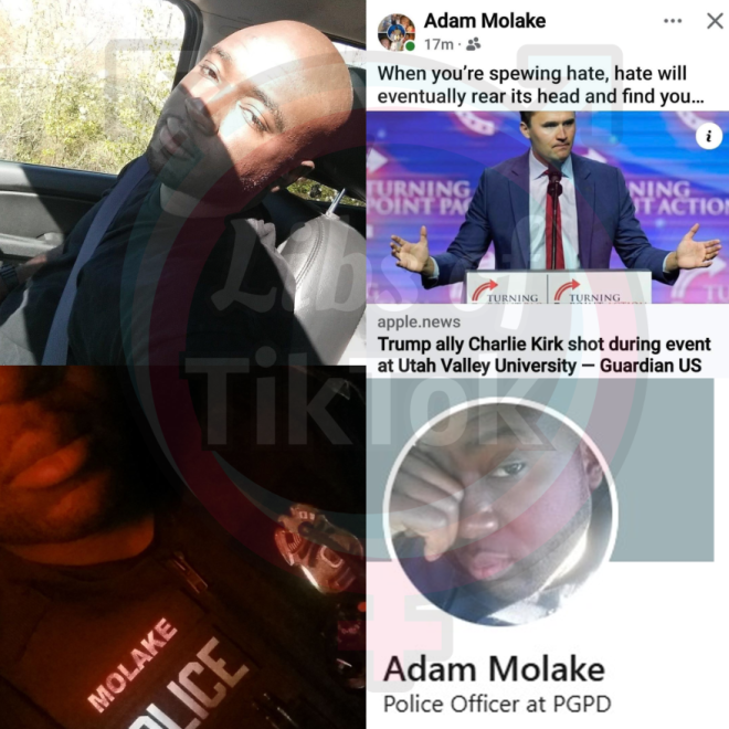 In the wake of Charlie Kirk's assassination, a police officer mocks him online - shocking details emerge! —  Adam Molake police officer, PGPDNews controversy, social media post backlash