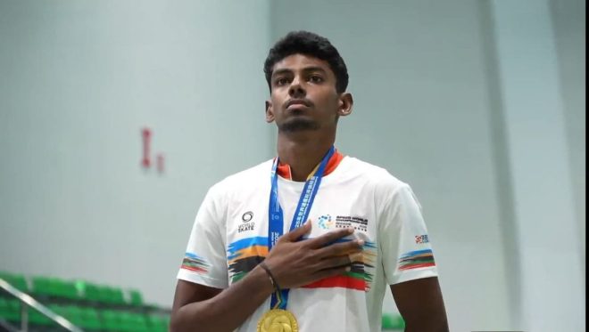India’s Anandkumar Velkumar: Gold Medal or Just Luck? —  Proud Indian speed skater, Anandkumar Velkumar gold medal, India first speed skating champion
