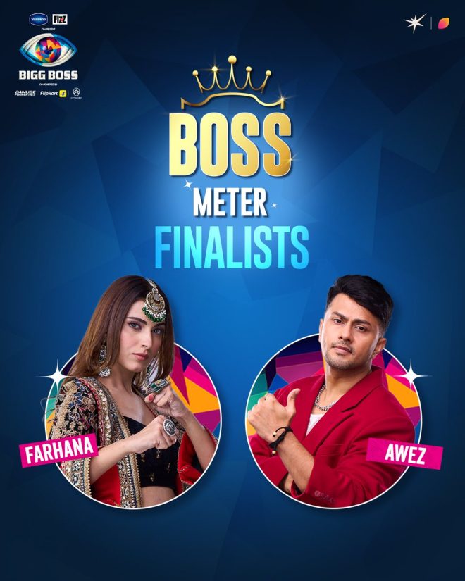 Iss Hafte Ka Boss Meter: Awez vs. Farhana Showdown!  
Who Will Claim Victory? Vote Now! #FarhanaIsTheBoss #AwezIsTheBoss —  Iss hafte ke Boss Meter, Awez Farhana competition, Bigg Boss 2025 updates