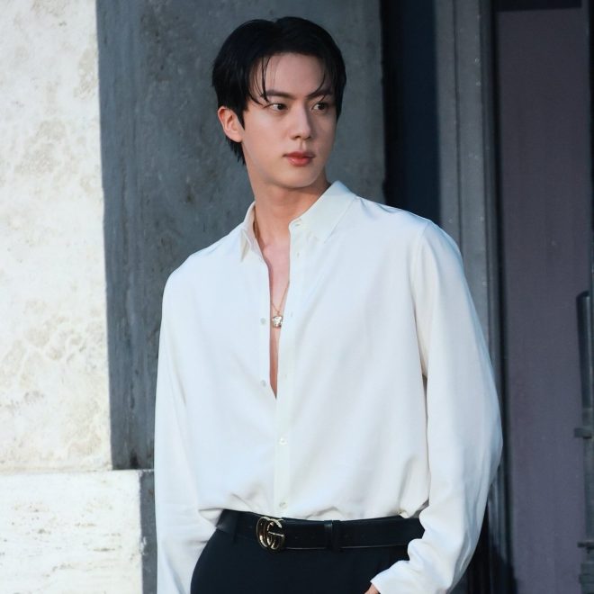 JIN Stuns at Gucci: Is He Even Human? —  JIN fashion icon, ethereal beauty runway, Gucci 2025 showstopper