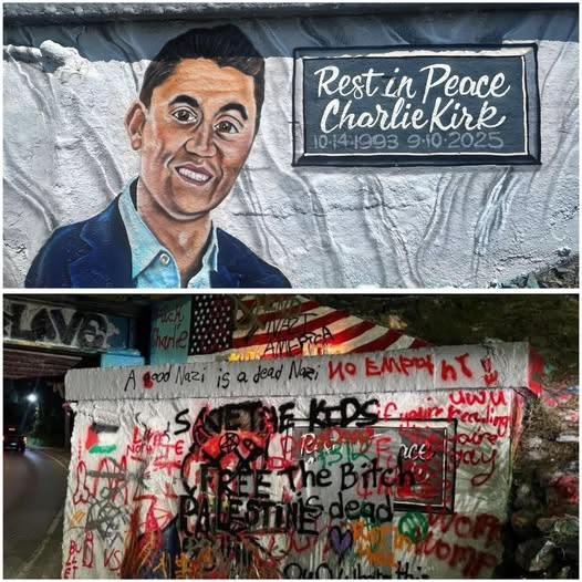 Leftists Deface Charlie Kirk Memorial: A New Culture War? —  Vandalism of public art, Political protest Pensacola, Cultural clashes in 2025