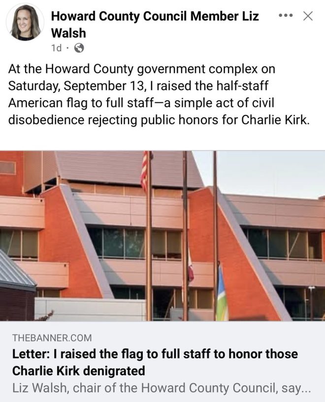 Liz Walsh's Flag Move Sparks Outrage in Howard County! —  Howard County government flag policy, Liz Walsh Maryland council leadership, Trump directive flag protocol