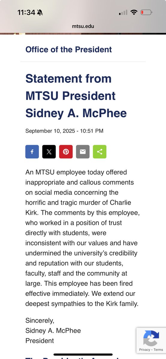 "MTSU Dean Fired for Celebrating Charlie Kirk's Death - School Statement Reveals Shocking Social Media Posts" — MTSU dean fired, controversial social media posts, university statement
College administrator termination, Charlie Kirk celebration, official response
Tennessee university scandal, social media controversy, staff member dismissal