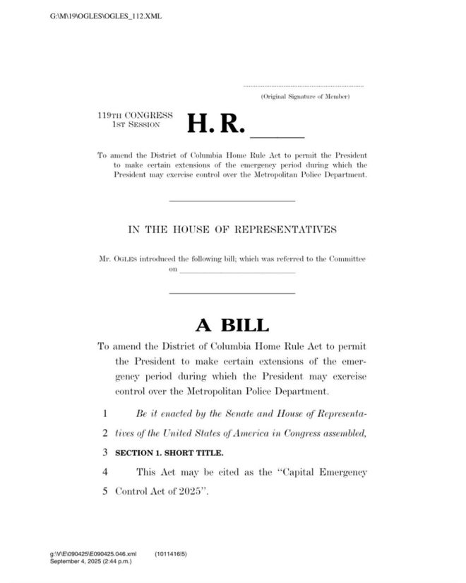 Ogles’ Bill: Trump’s Power Over D.C. Police? Controversial Move! —  Emergency Powers Legislation, D.C. Crime Control Measures, President Trump's Law Enforcement Authority