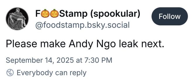 "Portland Antifa member threatens to make Andy Ngo leak next - shocking details revealed!" —  Antifa Portland threat, Albert N. Carter, DEADWITCH band
Andy Ngo Bluesky threat, Portland Antifa member
Antifa death threat, Portland band DEADWITCH