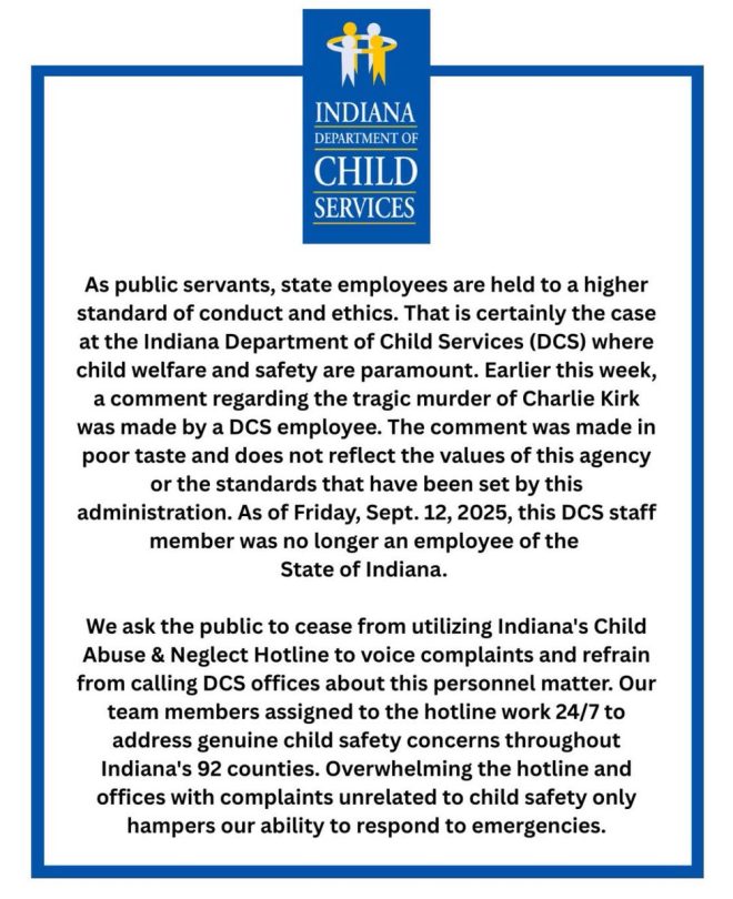 "SHOCKING: Indiana DCS Employee FIRED for Disgusting Comments about Charlie's Assassination!" — Indiana child services scandal, Employee terminated for offensive remarks, Charlie's assassination controversy